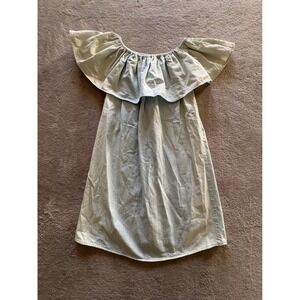 Bishop + Young Light Blue Chambray Off The Shoulder Ruffle Mini Dress XS